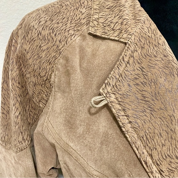 Vintage Byrnes & Baker FABULOUS 80s Leather Animal Print Jacket, Belted, Size S - Picture 2 of 11